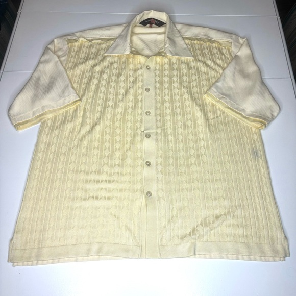 Michael Irvin 88 Men’s Size XXL 2XL SS Button Down Knit Shirt Cream Rayon Blend - Picture 1 of 10